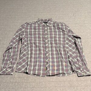 Civil Society Casual Men's Plaid Shirt - Purple and Gray